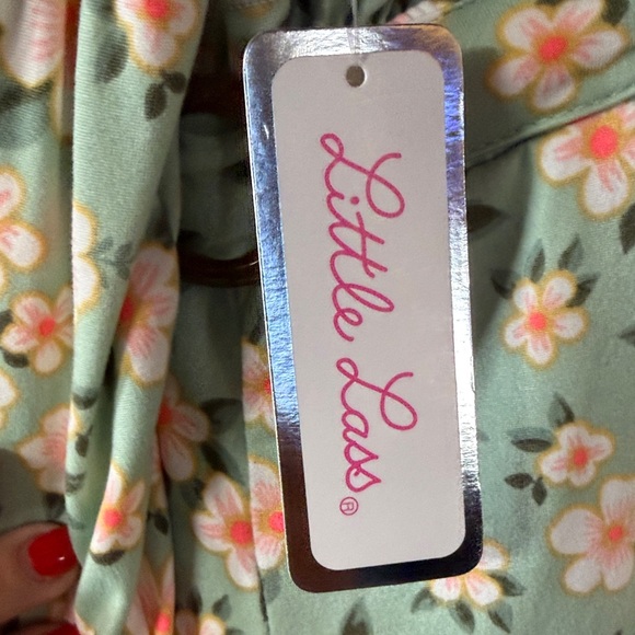 Little Lass Mint Floral Kids Matching Set - Picture 2 of 4